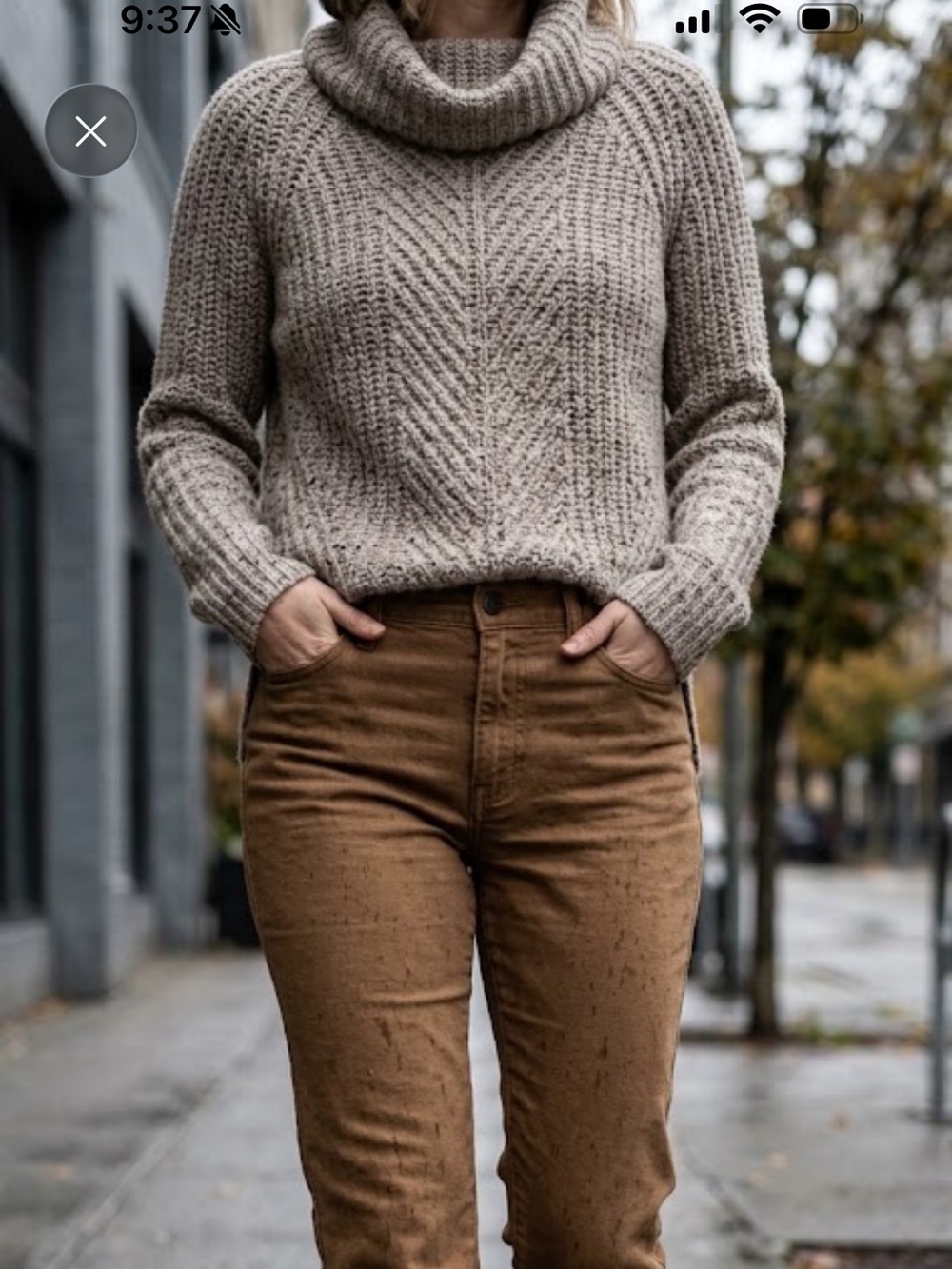 Madewell Taupe Speckled Cowl Neck Sweater like new cozy ptp 20